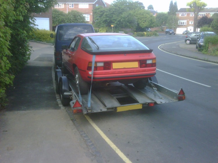 Porsche 924S being trailered away Porsche 924S being trailered away