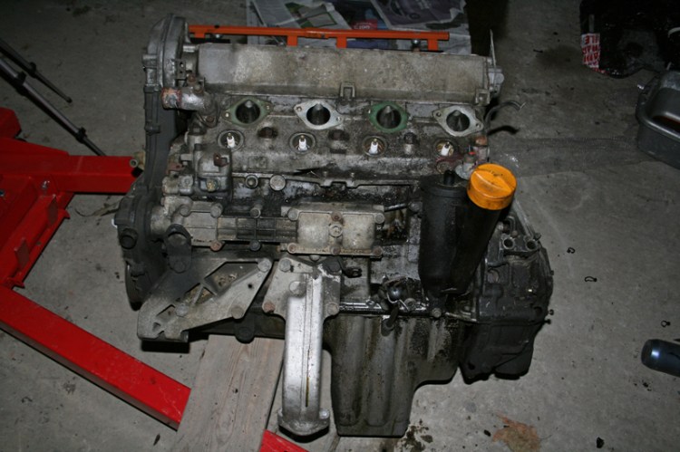 Porsche 924 S Engine Stood on Hoist