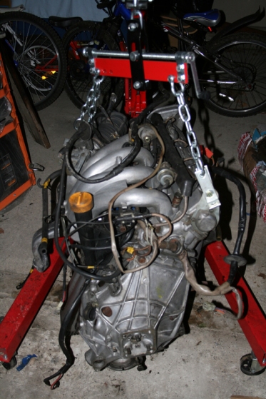Porsche 924 S Engine on a hoist